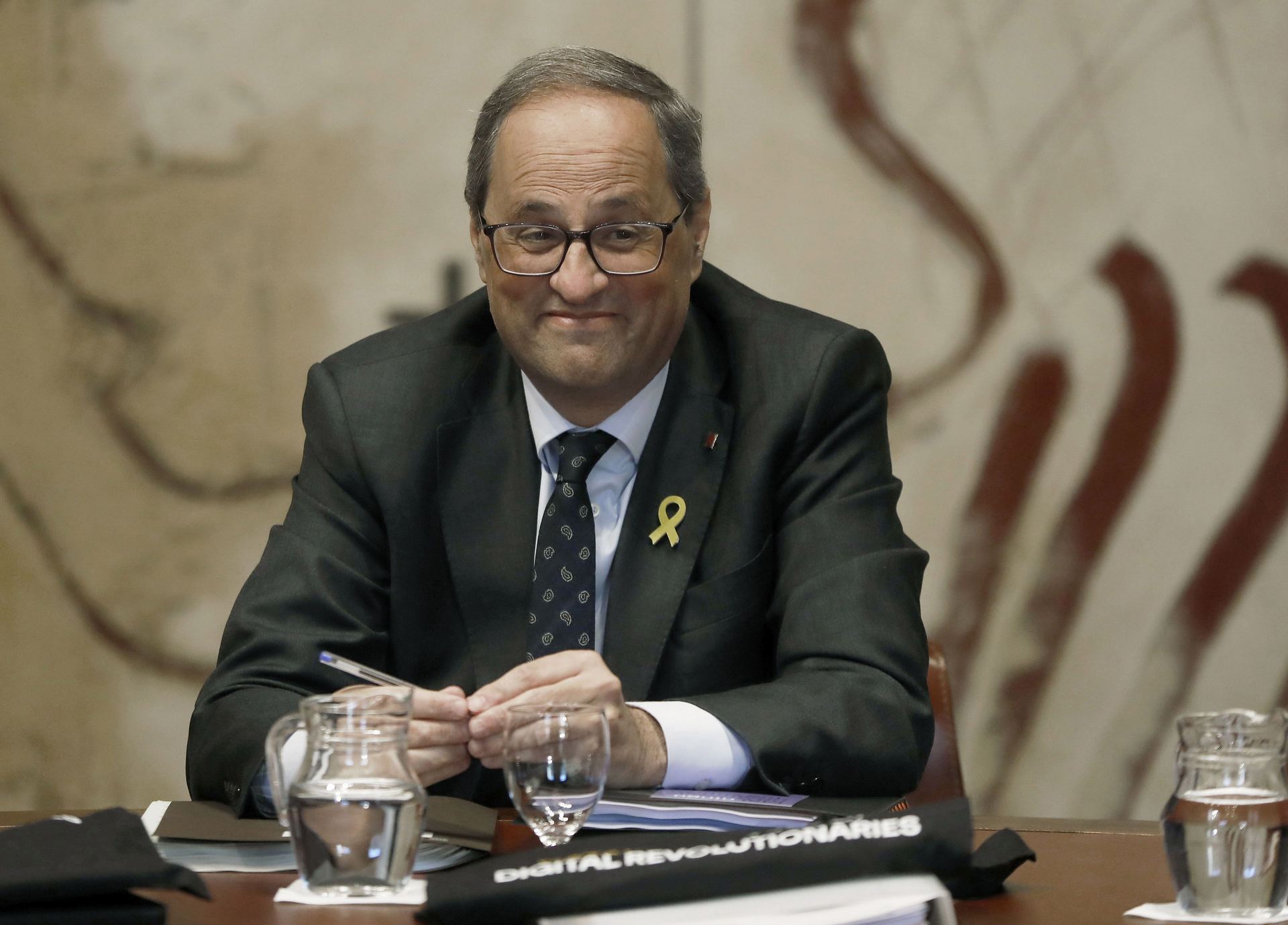 El presidente catalán, Quim Torra, en la reunión del Consejo Ejecutivo.