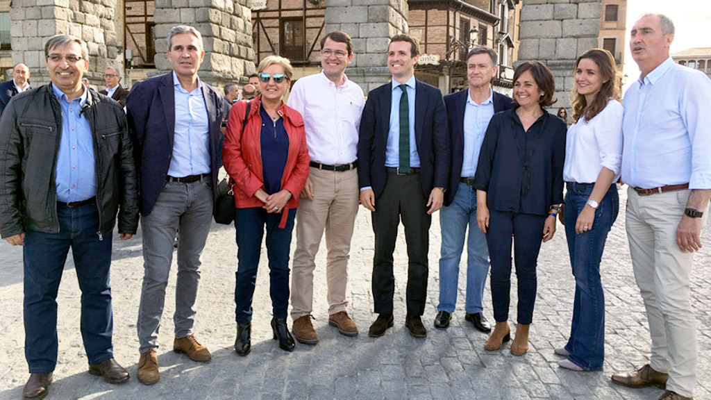 Los candidatos del PP, junto a Pablo Casado y Alfonso Fernández Mañueco. / El Adelantado