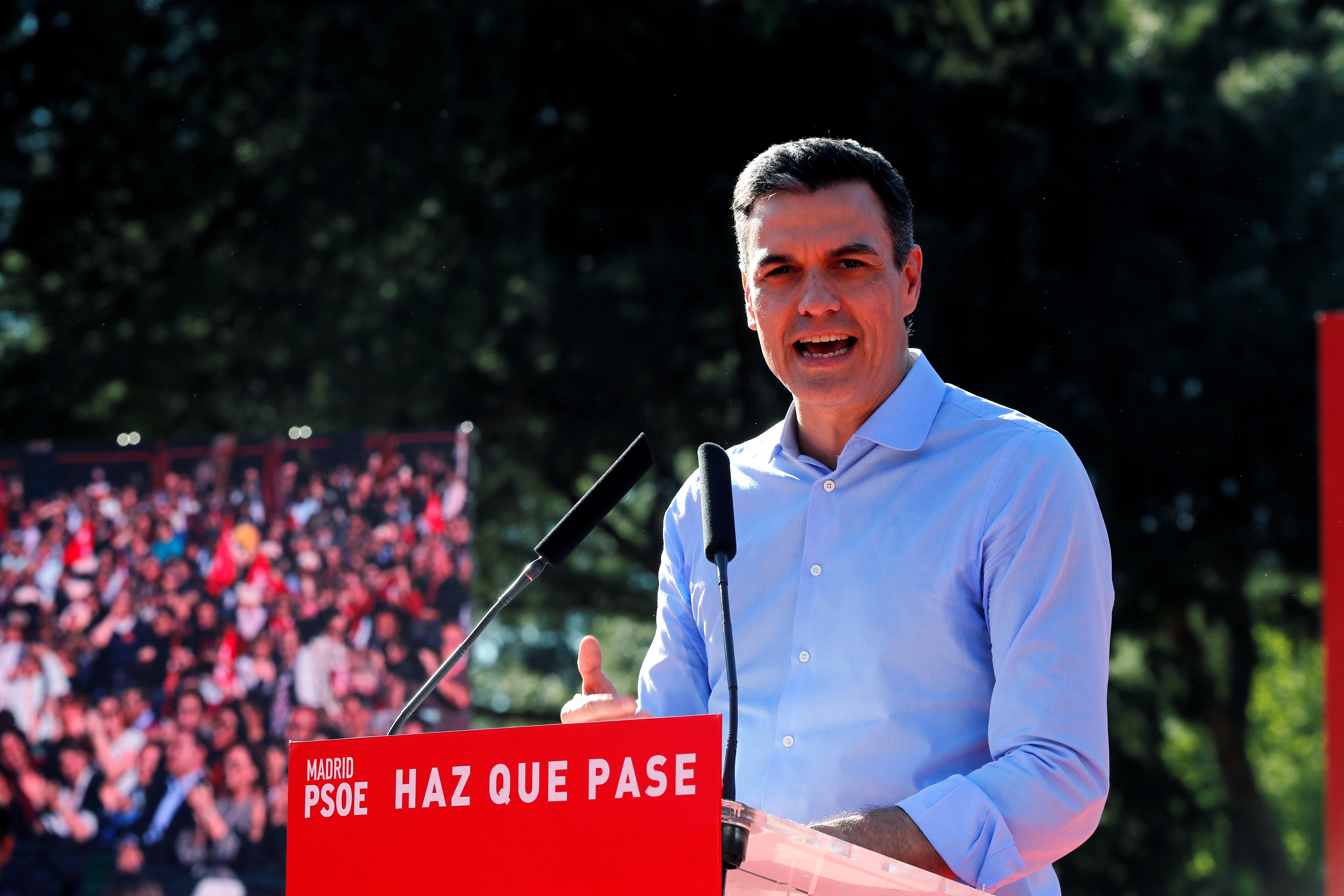 El presidente del Gobierno y candidato del PSOE a la reelección, Pedro Sánchez, en un acto en Madrid.