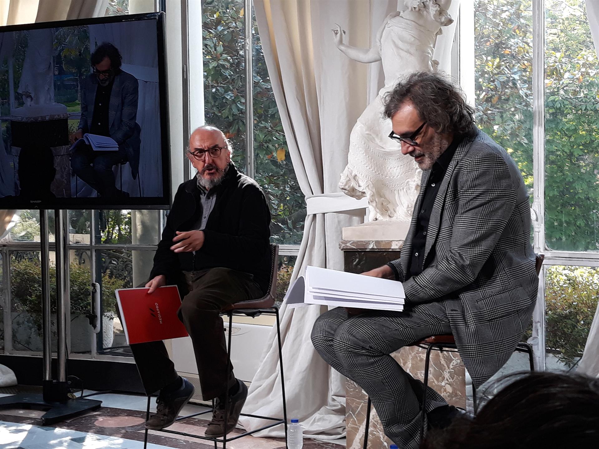 Jaume Roures (i) y Tatxo Benet en la presentación de The Mediapro Studio.