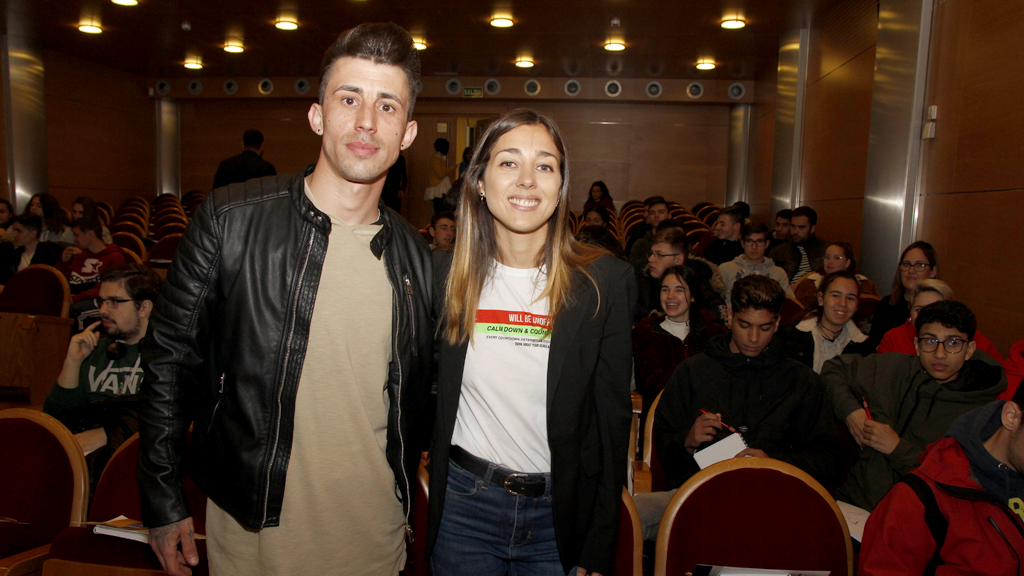 Jonathan Arribas y María Fernández participaron ayer en la jornada ‘Descubre tu talento’. / Nerea LLorente