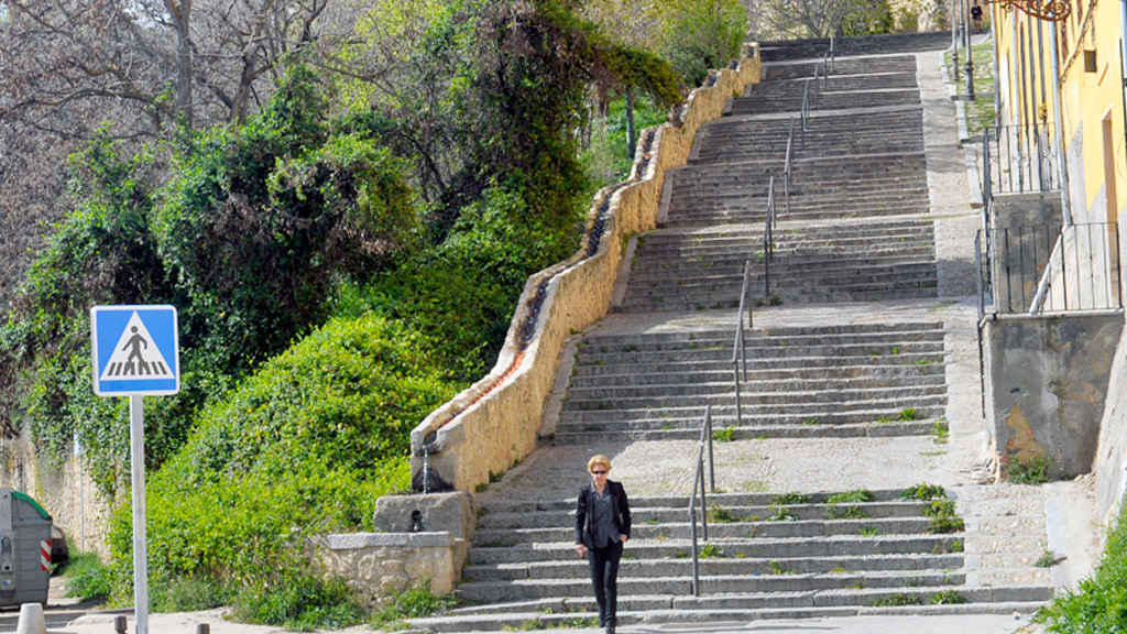 Escalinata de acceso al paseo del Salón desde el barrio de San Millán. / KAMARERO
