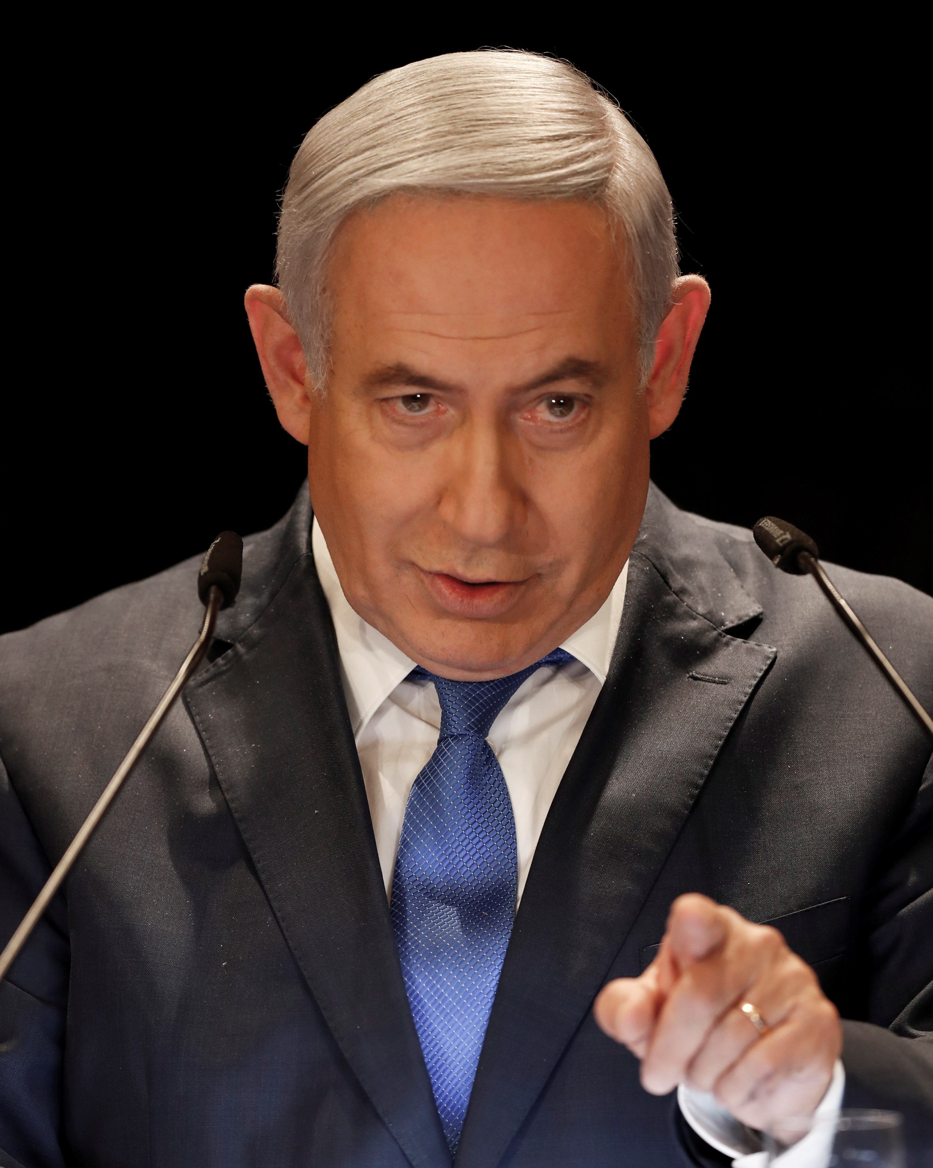 El primer ministro israelí, Benjamin Netanyahu, en una rueda de prensa. / EFE