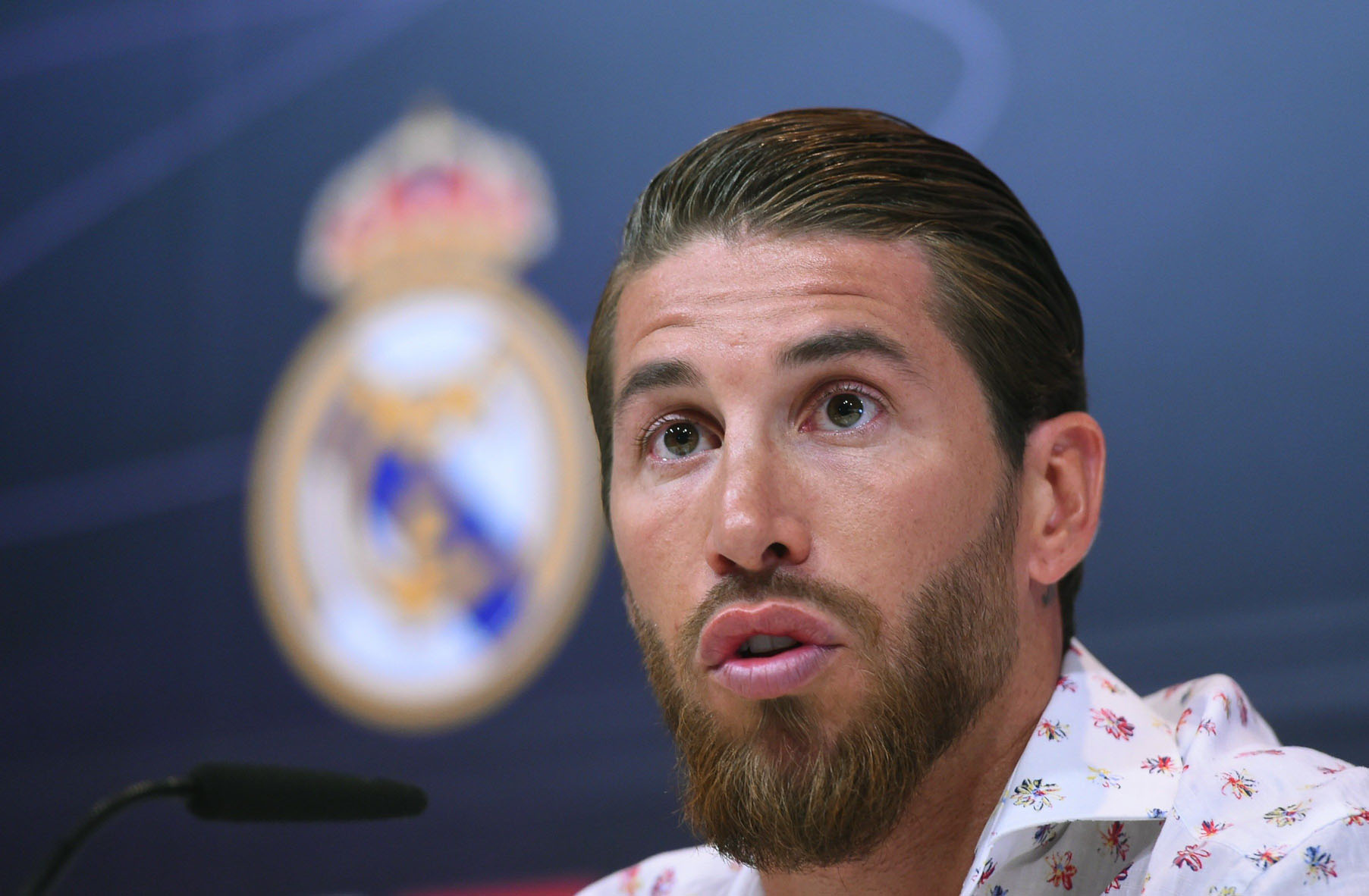 El defensa y capitán del Real Madrid Sergio Ramos, durante la rueda de prensa en Valdebebas. / EFE
