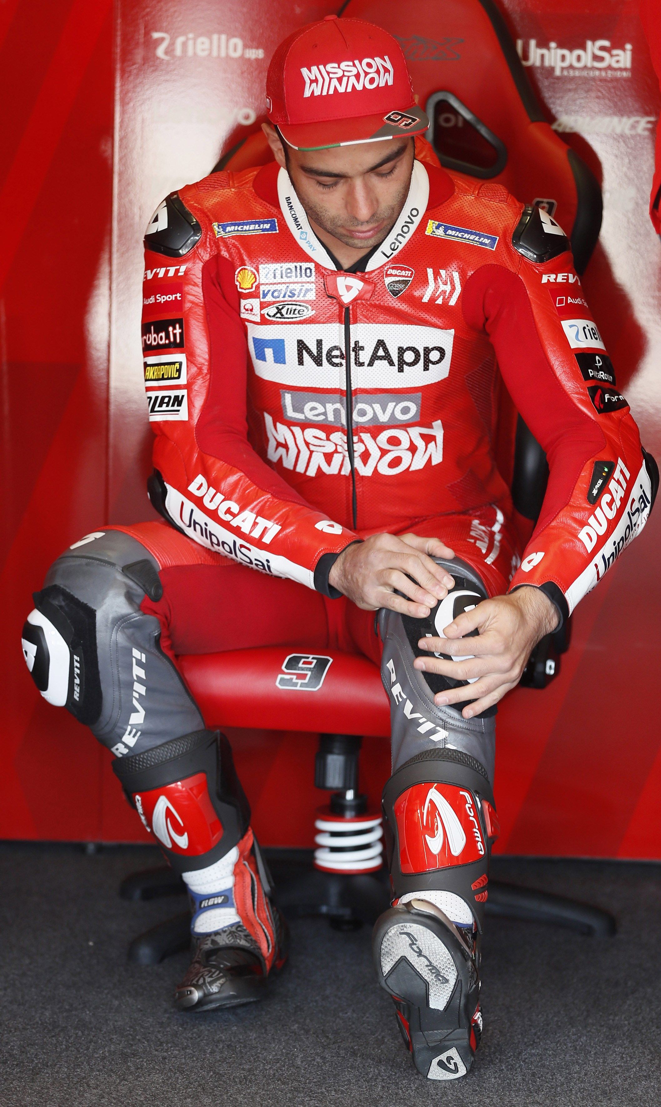 El piloto italiano de Moto GP del equipo Ducati Danilo Petrucci.