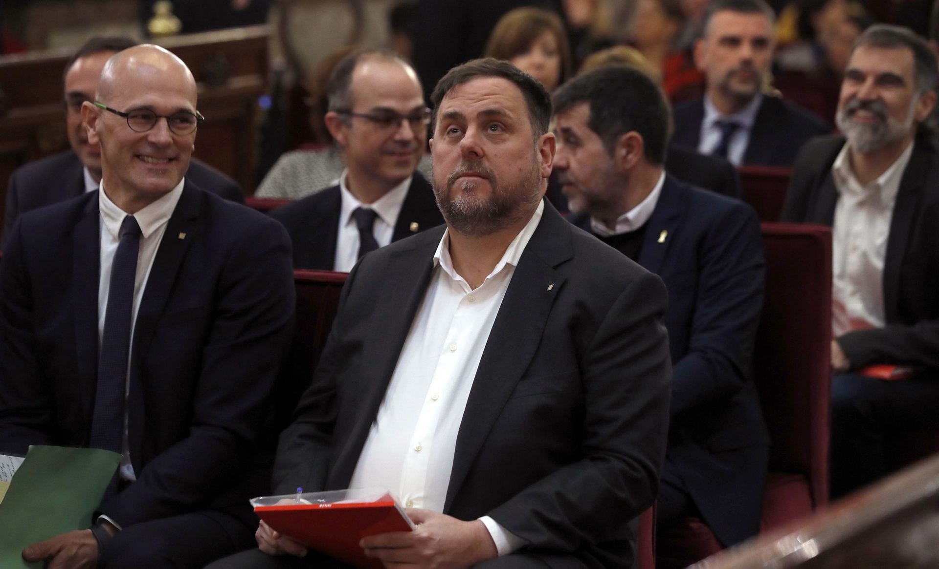 Oriol Junqueras junto al resto de investigados por el proceso soberanista.