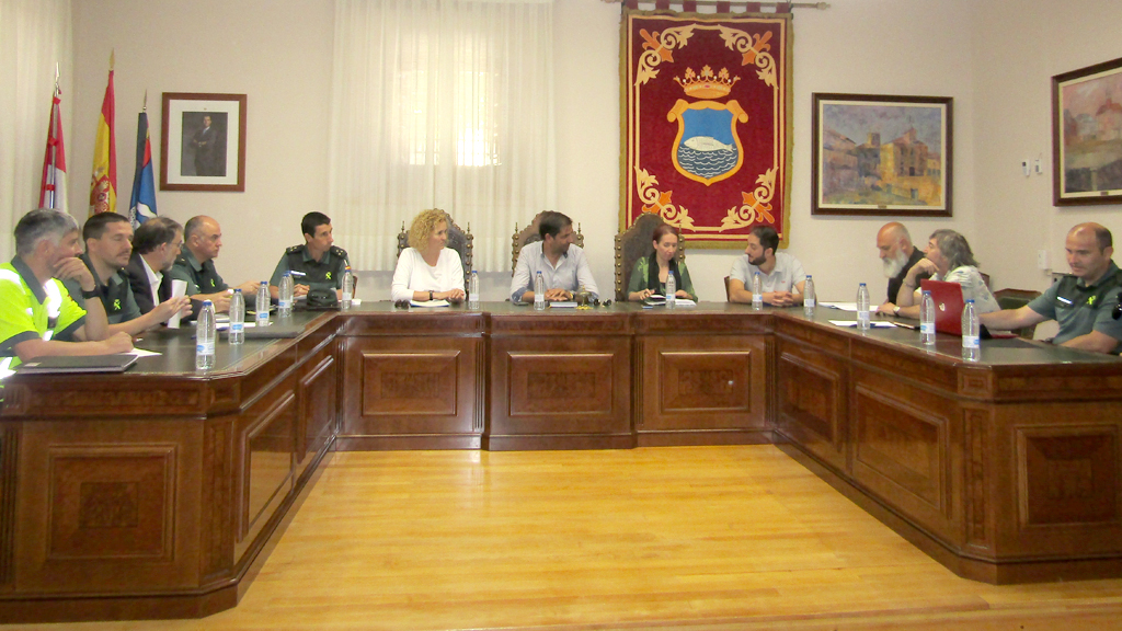 La subdelegada del Gobierno y el alcalde de Riaza presidieron la reunión en el Ayuntamiento de Riaza. / el adelantado