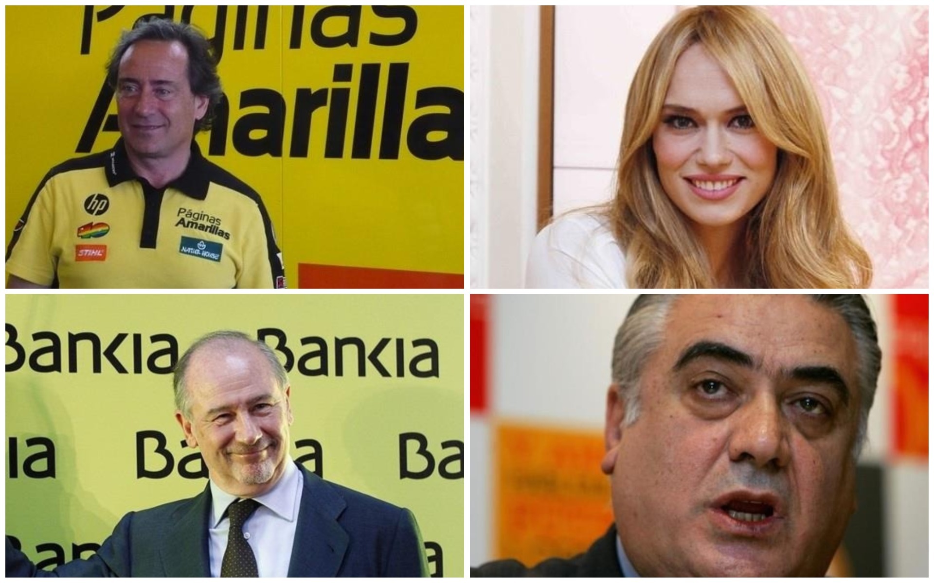 De izquierda a derecha y de arriba a abajo, Sito Pons, Patricia Conde, Rodrigo Rato y Lorenzo Sanz. / E.P.
