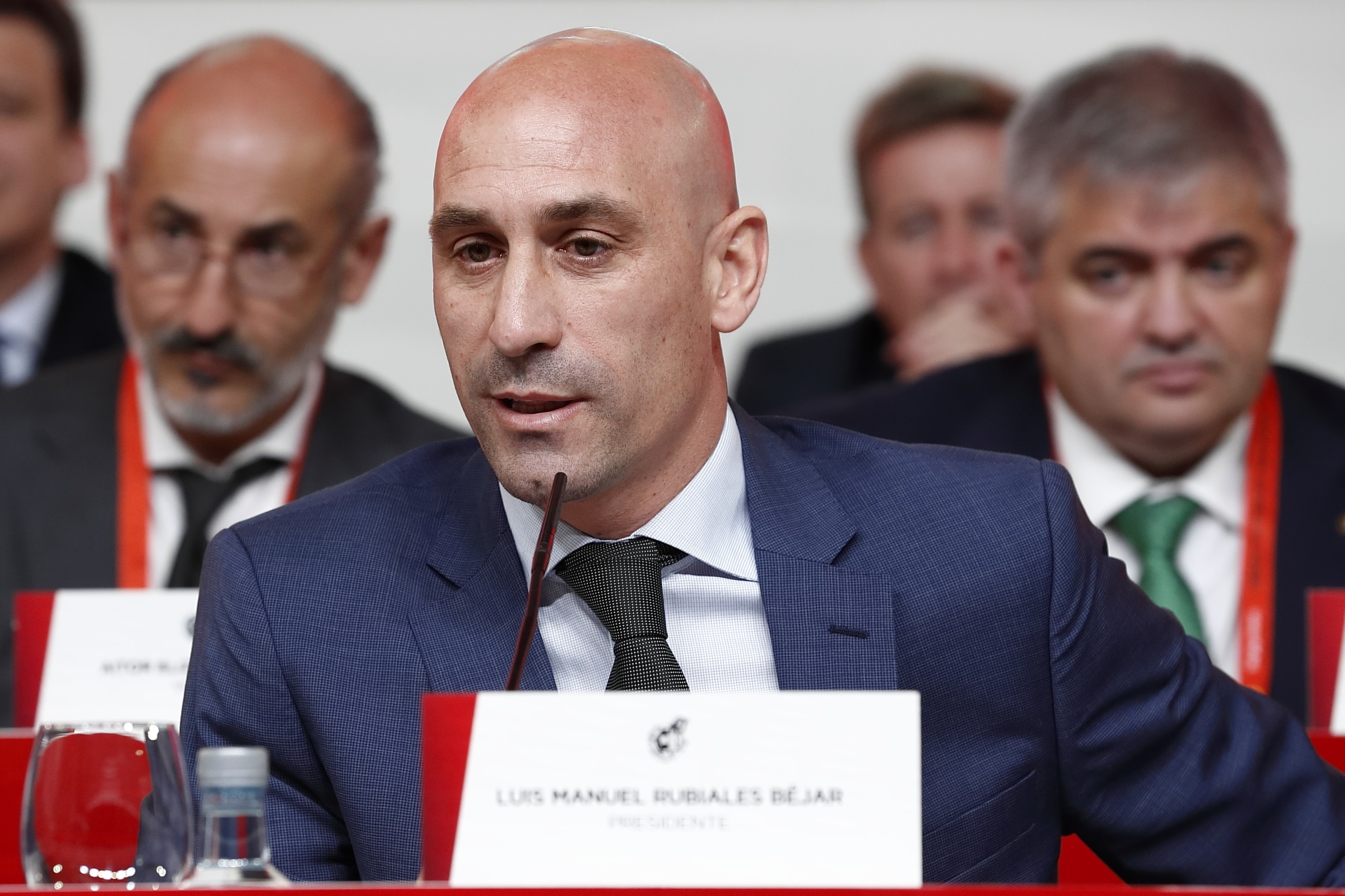 El presidente de la Real Federación Española de Fútbol, Luis Rubiales, durante una asamblea. / E.P.