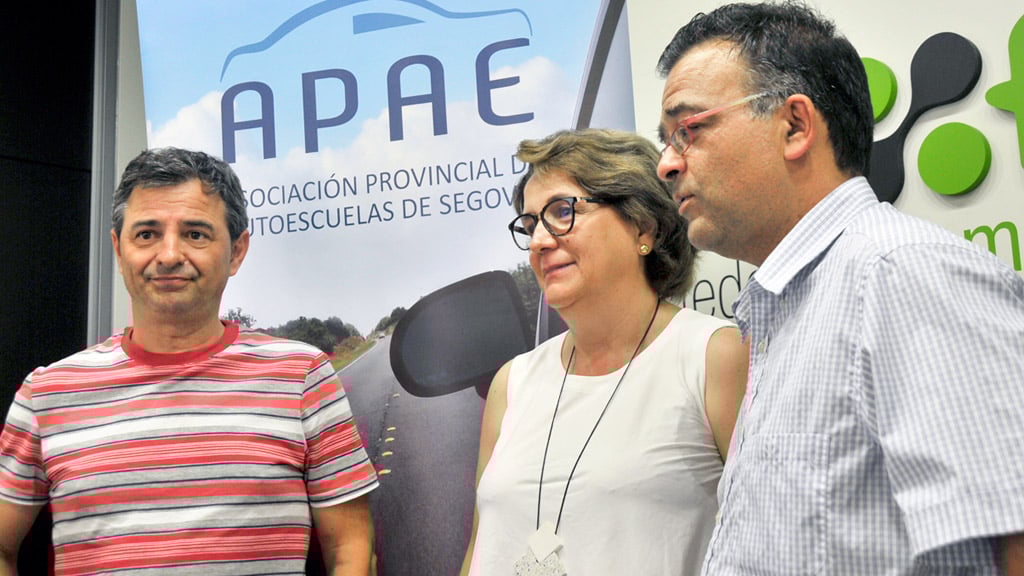 Irene Herranz con sus compañeros en la Asociación Provincial de Autoescuelas de Segovia. / KAMARERO