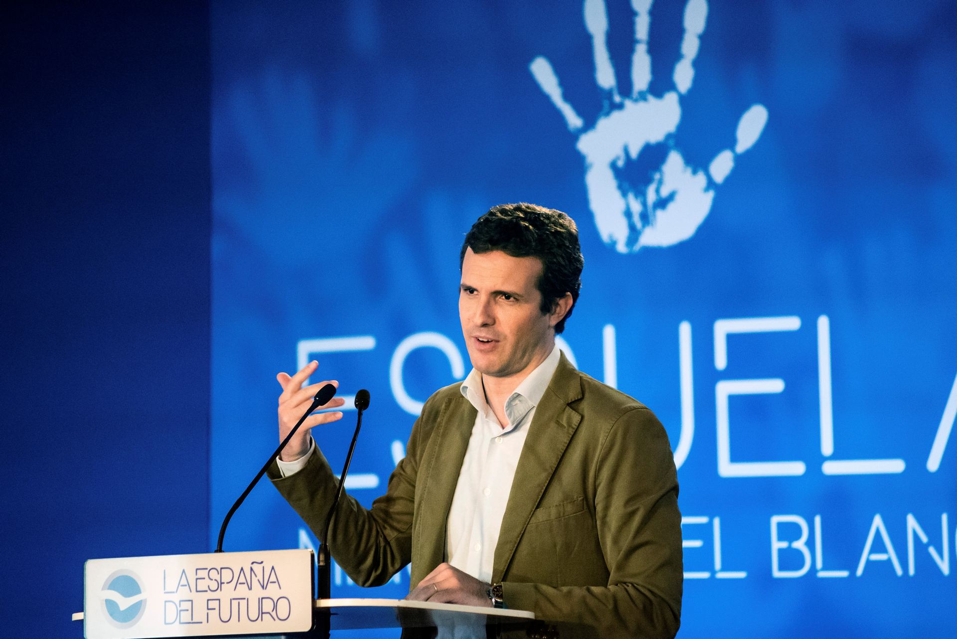 El líder popular, Pablo Casado, durante su intervención en la “Escuela de Verano Miguel Ángel Blanco. / EFE