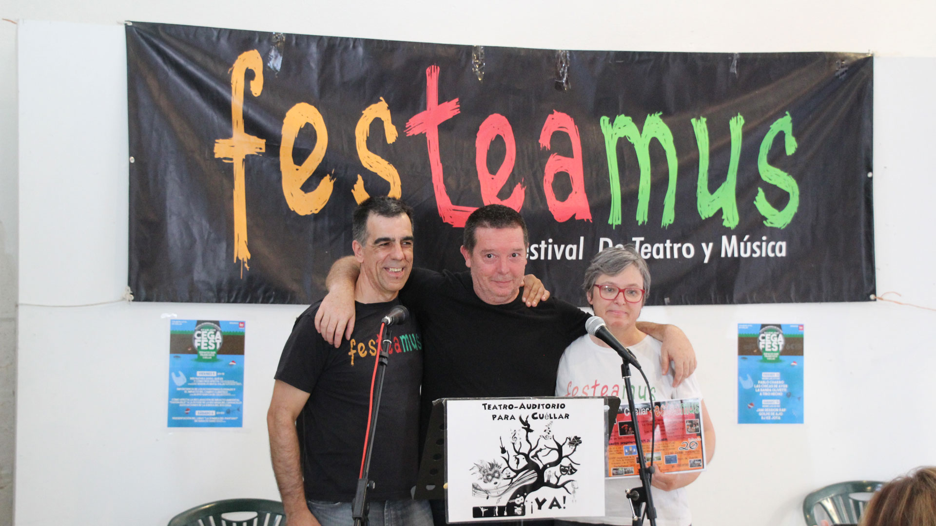 Presentación de Festeamus, con Fernando Cárdaba, el actor y pregonero Jesús Puebla, y Nuria Aguado./ c. n