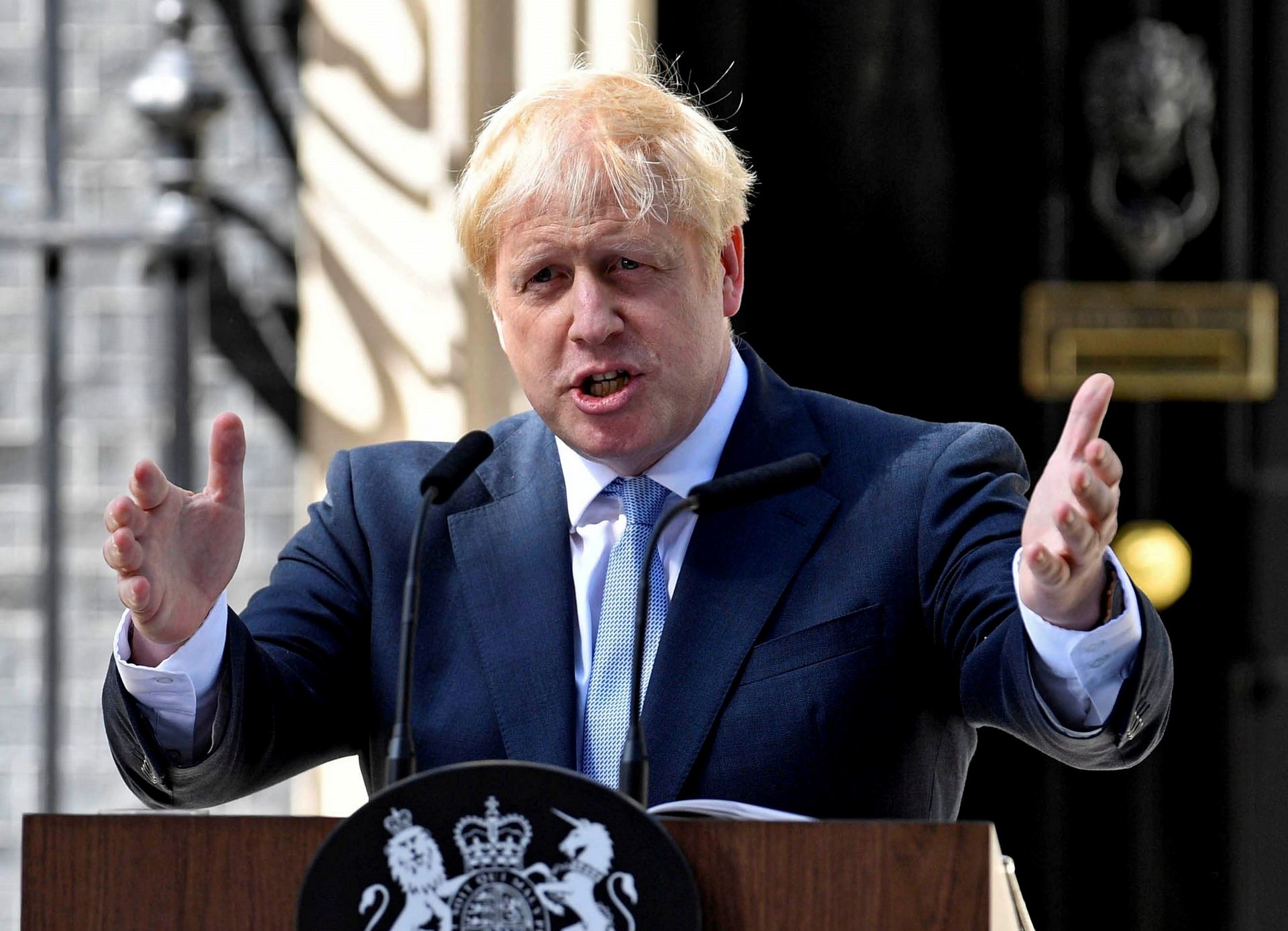 El nuevo primer ministro del Reino Unido, Boris Johnson, durante el discurso en Downing Street. / EFE