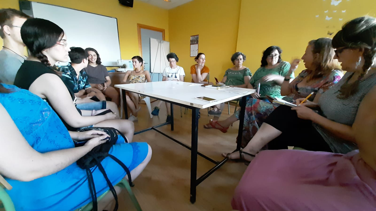 Colectivo feminista reunido para la elaboración del protocolo./ c. n