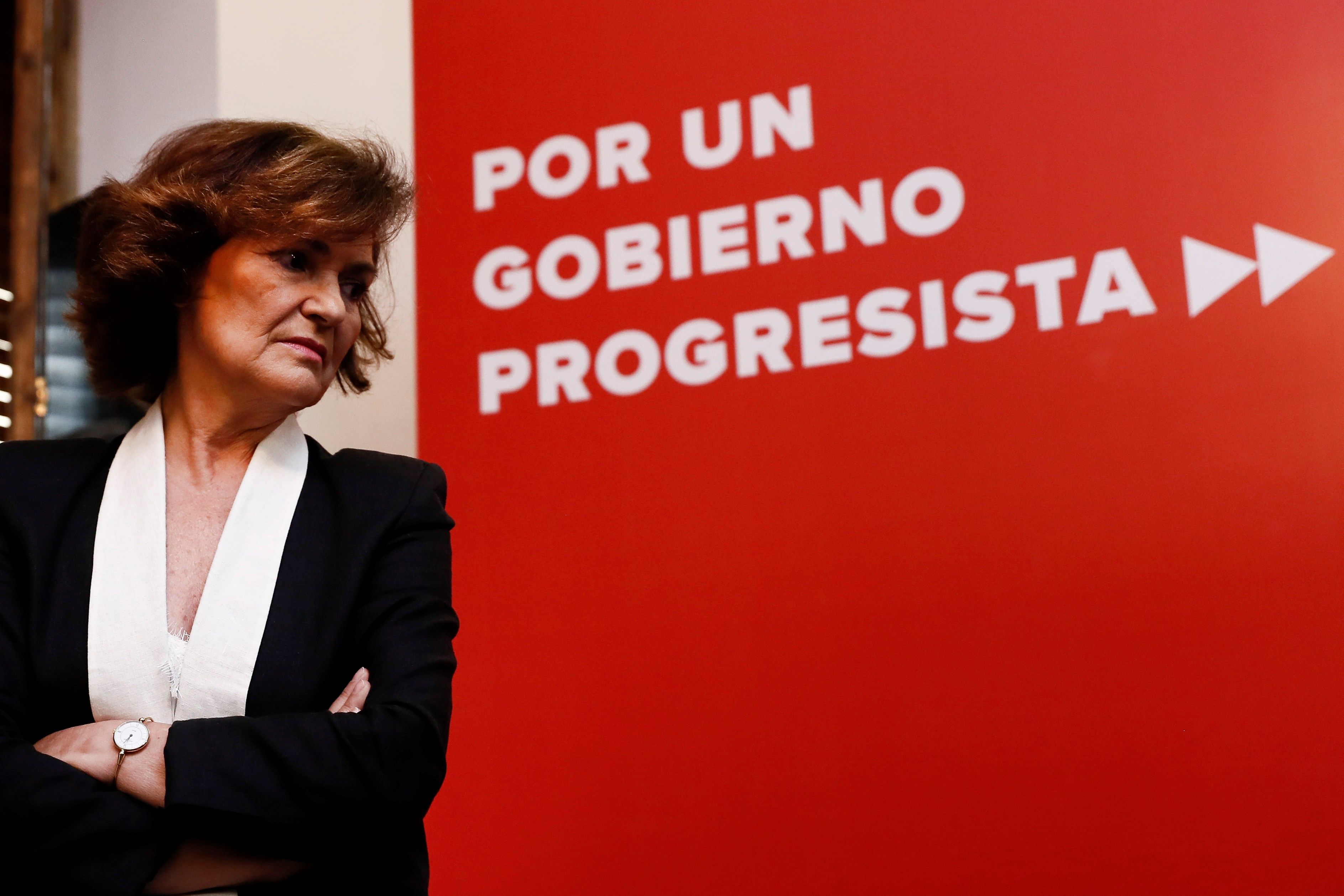 La vicepresidenta del Gobierno en funciones, Carmen Calvo, prioriza los objetivos y los programas a los sillones. / efe