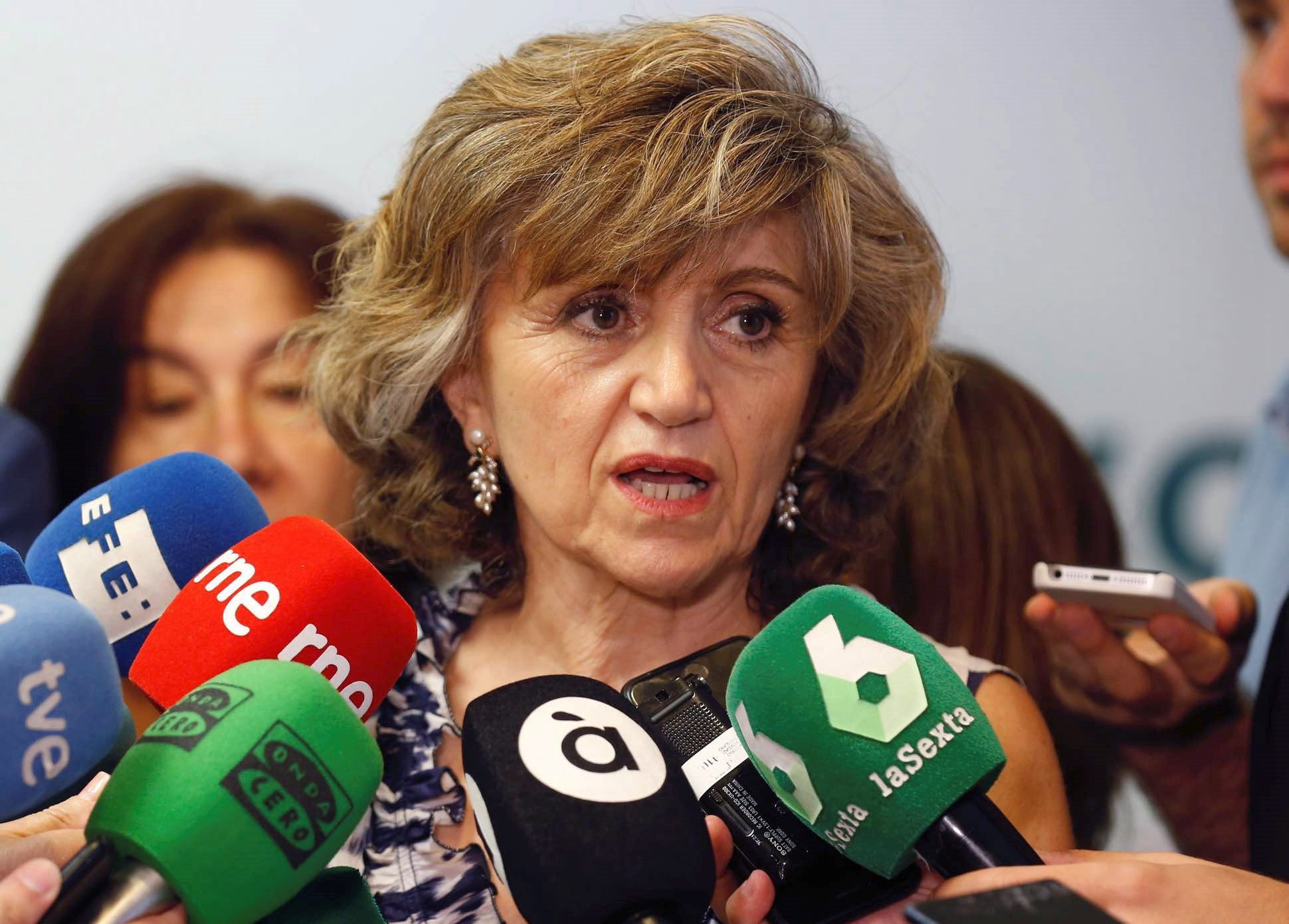 La ministra de Sanidad en funciones, María Luisa Carcedo, atiende a los medios de comunicación. / efe