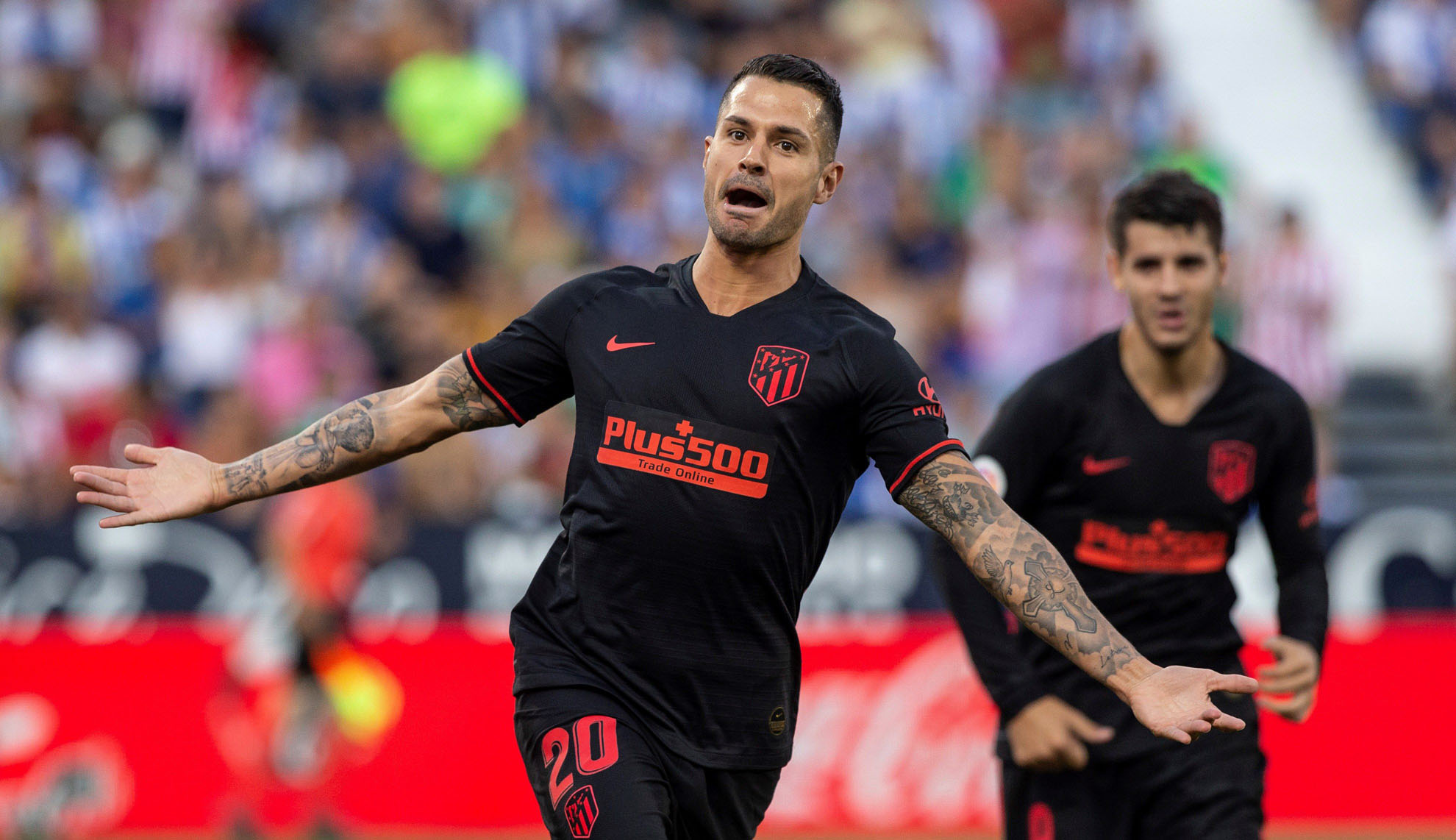 ´Vitolo celebra el gol del triunfo del Atlético. / EFE