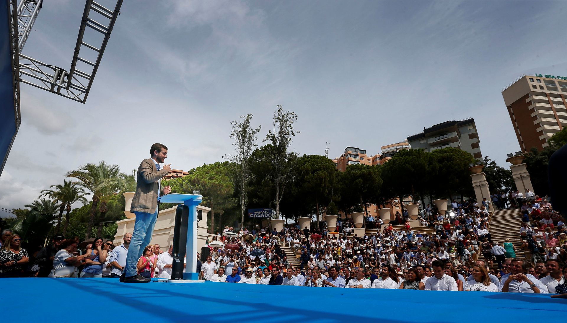 El líder del PP, Pablo Casado, durante su intervención en un acto celebrado en Benidorm. / efe
