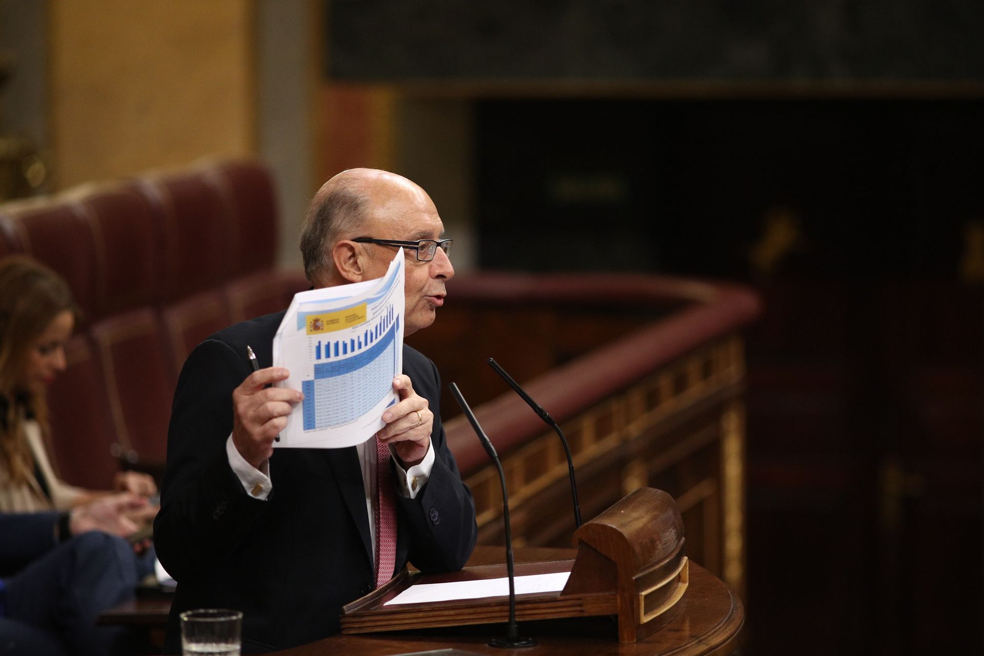 Cristóbal Montoro durante su defensa de las cuentas de 2018. / europa press