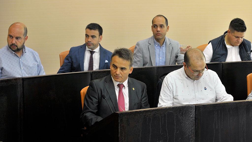 Diputados socialistas, con su portavoz, Maxi San Macario, al frente. / kamarero