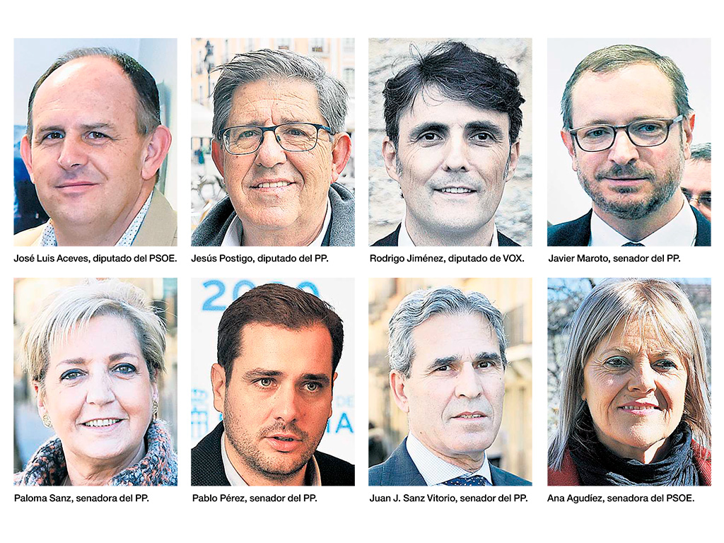 De arriba a abajo y de izquierda a derecha, José Luis Aceves, Jesús Postigo, Rodrigo Jiménez, Javier Maroto, Paloma Sanz, Pablo Pérez, Juan José Sanz Vitorio y Ana Agudíez. / E. A.