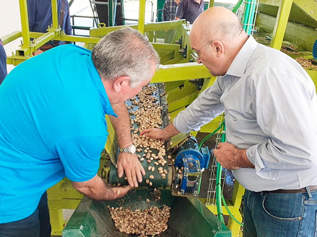 El consejero, visitando una planta de procesado de pistachos.