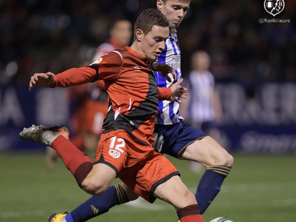 Jorge de Frutos, en su debut con el Rayo en Ponferrada. / RAYO VALLECANO