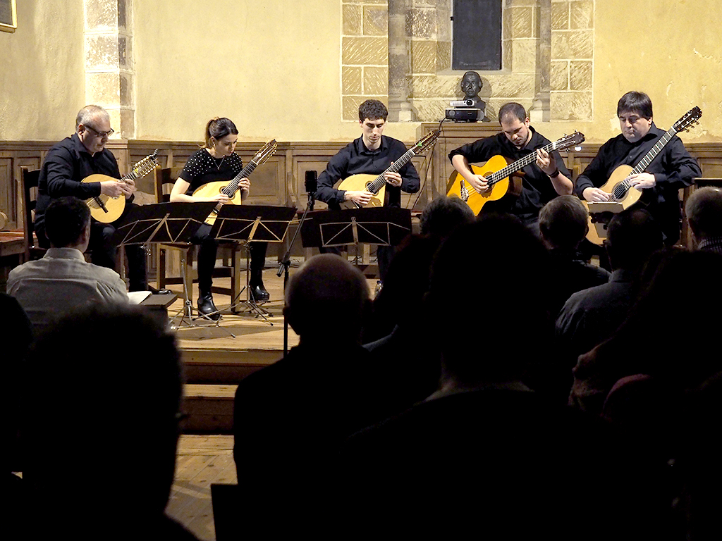 El Quinteto de la Orden de la Terraza, ayer sábado durante el concierto que ofreció en San Quirce. / Nerea Llorente
