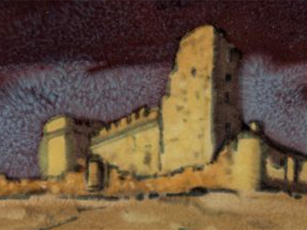 El castillo de Pedraza, en una obra realizada con arcilla ferruginosa y que sale a subasta por 250 euros.