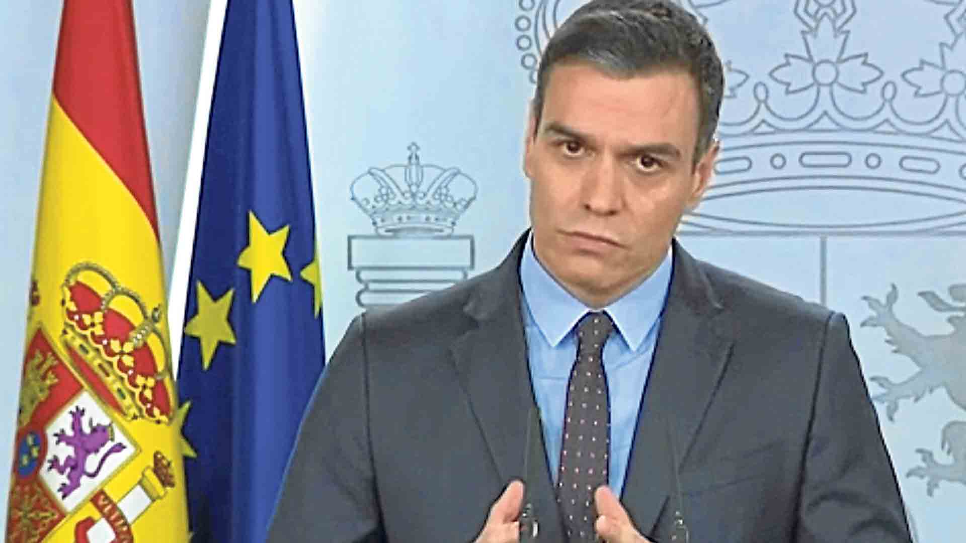 El presidente del Gobierno, Pedro Sánchez, en la comparecencia de hoy.