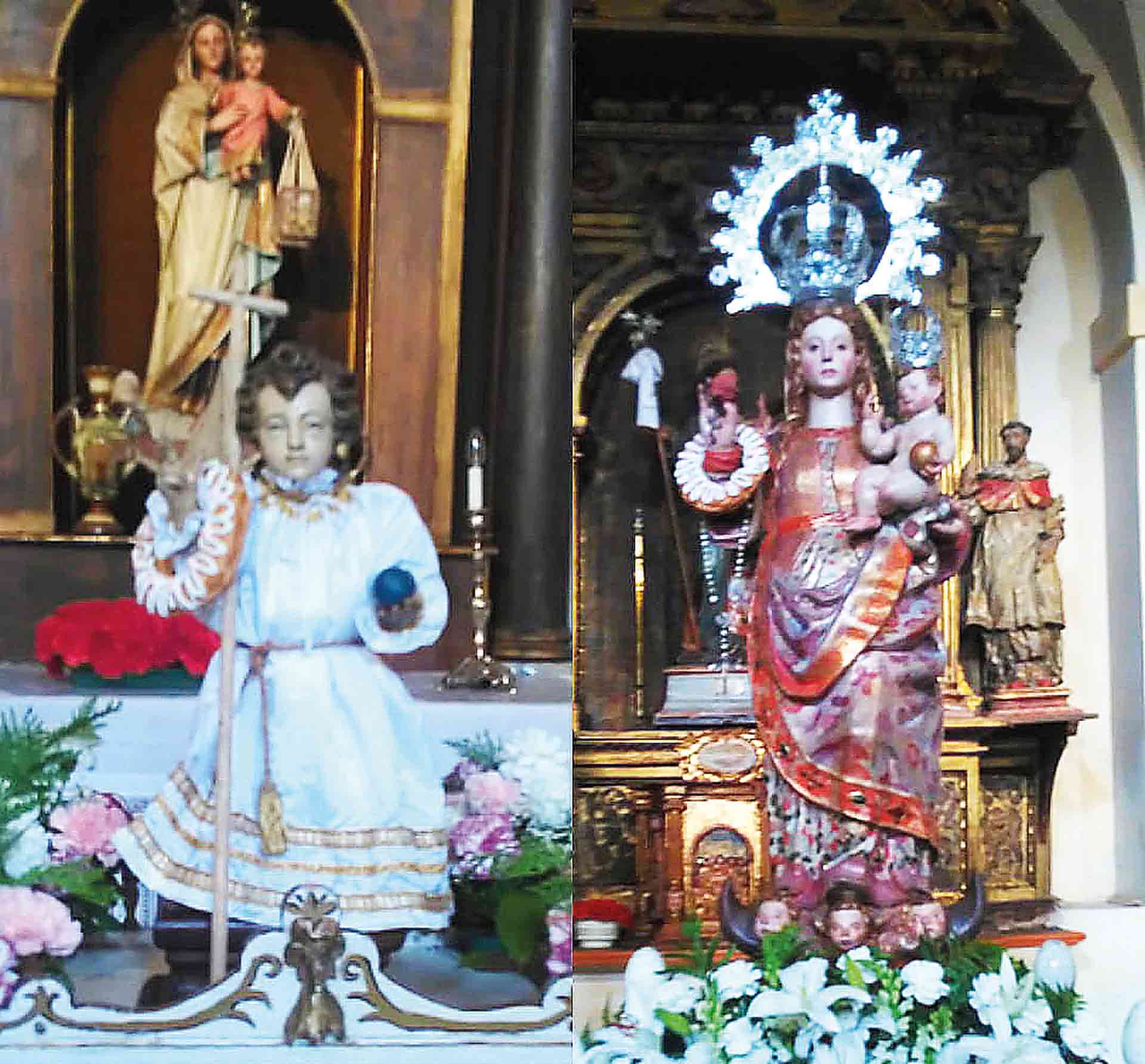 Imágenes que procesionan el Domingo de Pascua en Turégano. / Colección Javier Sanz Gallego