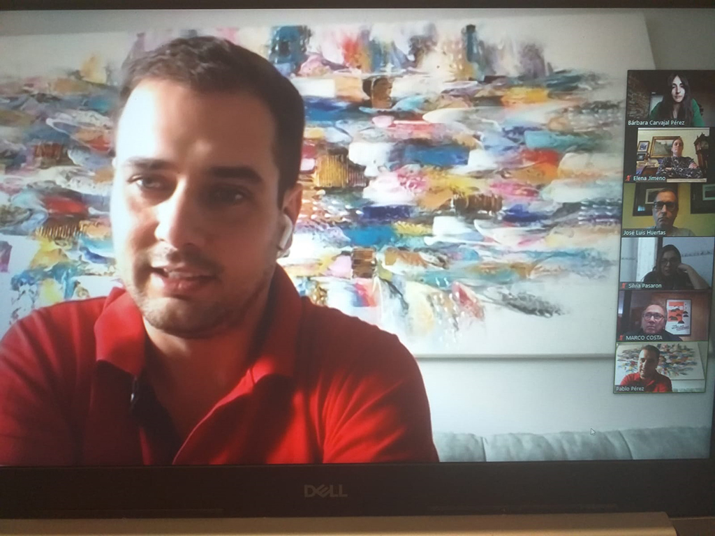 El portavoz del PP, Pablo Pérez, durante una videollamada. / El Adelantado