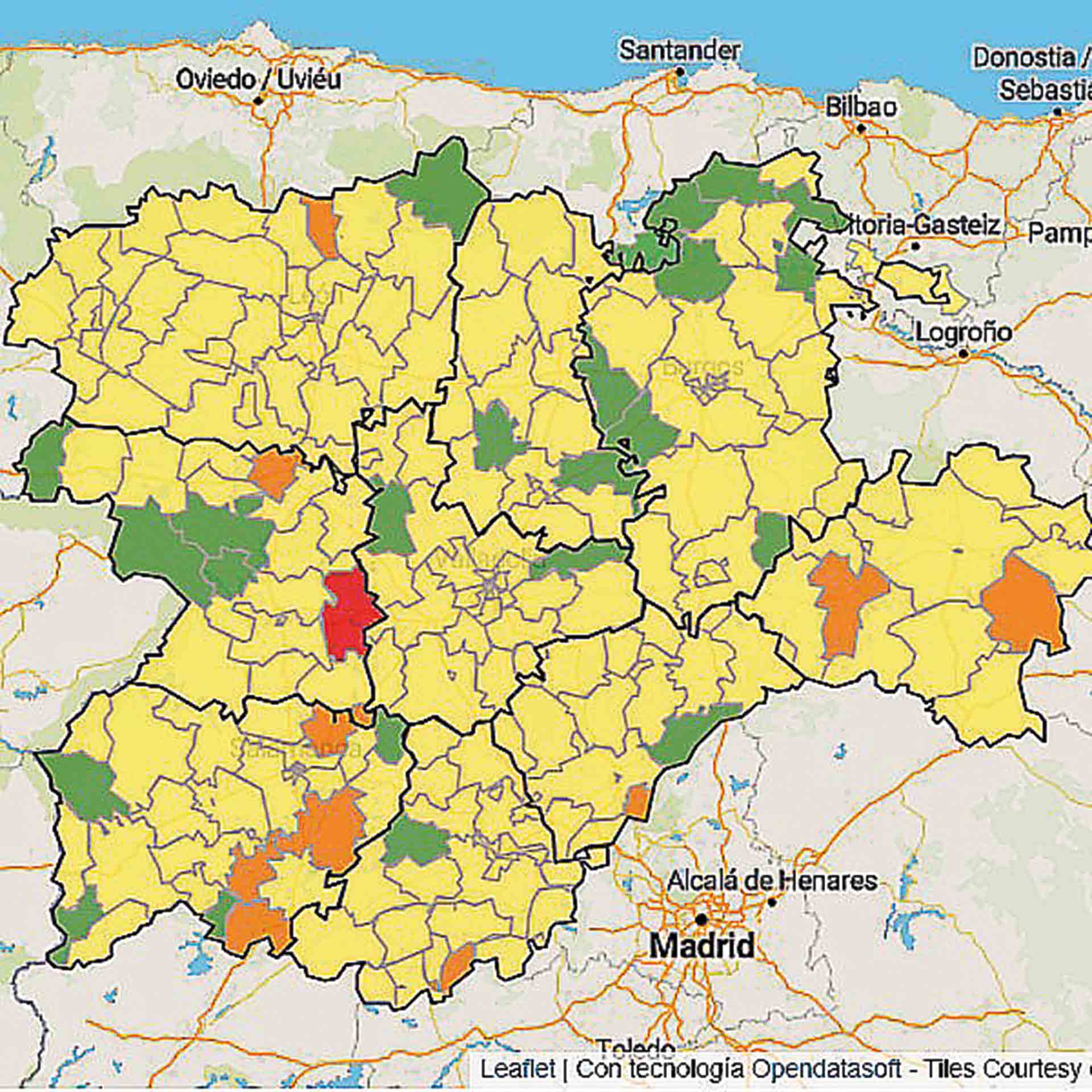 Incidencia en las distintas zonas básicas de Castilla y León.