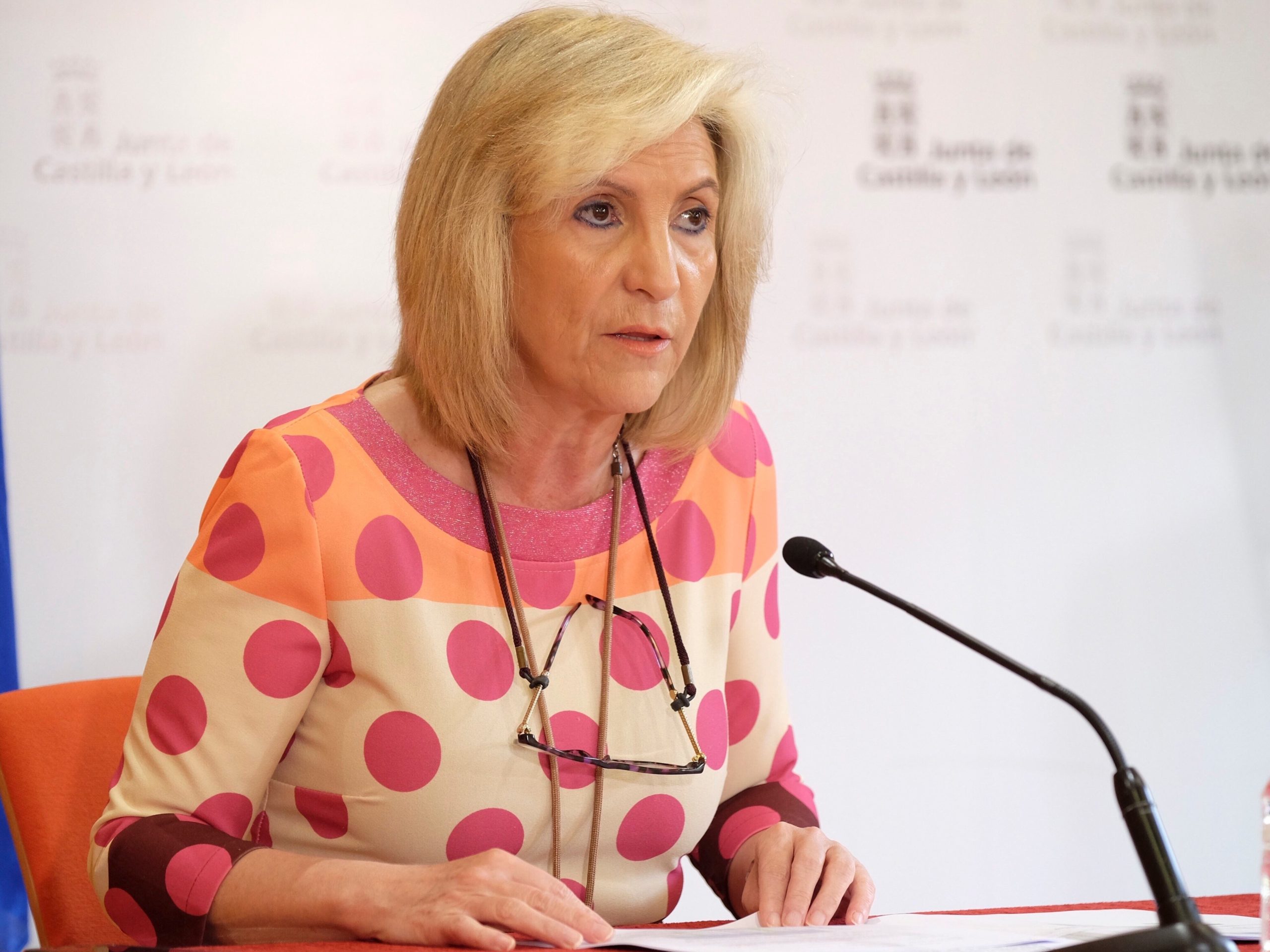 La Consejera de Sanidad de Castilla y León, Verónica Casado, durante una rueda de prensa telemática. / EFE