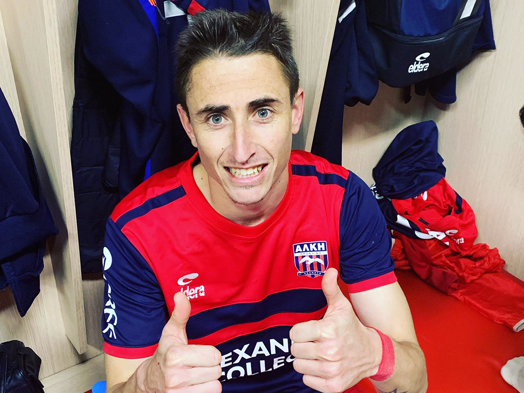 Asier Arranz, en el vestuario del conjunto chipriota del Alki Oriklini./ E.A.