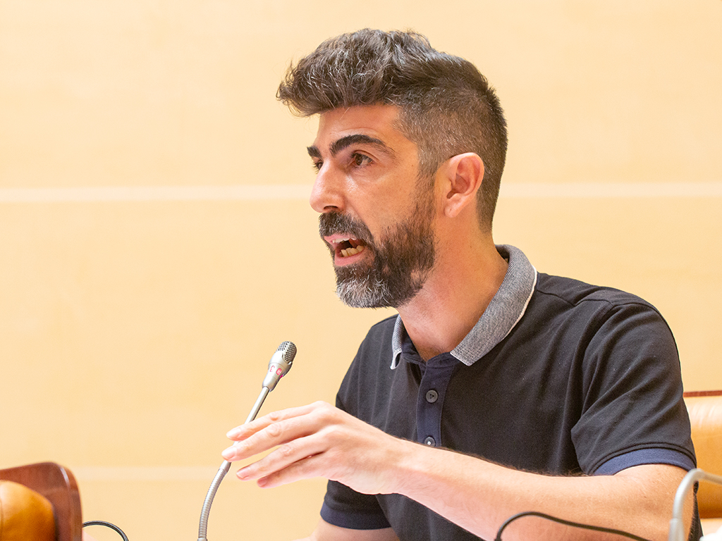 Guillermo San Juan, de Podemos Segovia, durante una intervención en un pleno. / NEREA LLORENTE