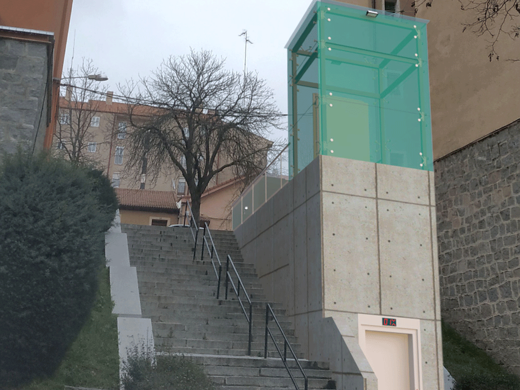 Simulación del ascensor entre la calle Mónaco y Valdevilla. / E. A.