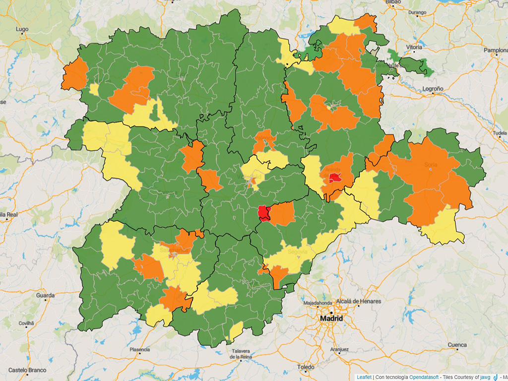 Castilla y León contabiliza 42 zonas de salud en situación naranja.