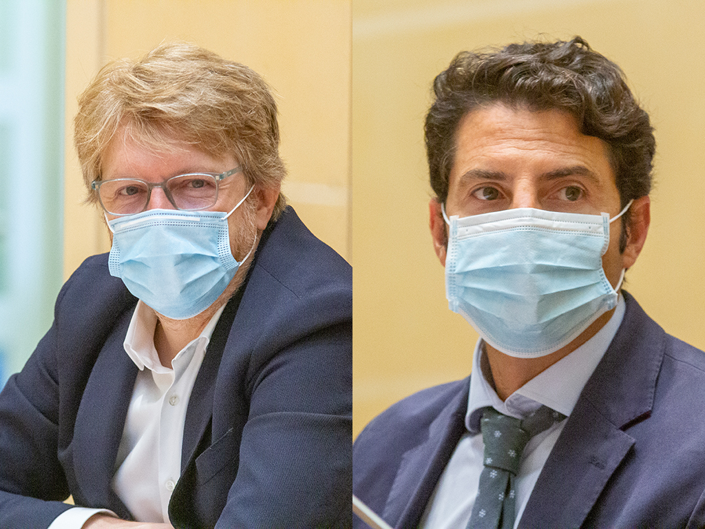 El portavoz socialista, Jesús García Zamora, y el concejal del PP Marco Sandulli. / Nerea Llorente