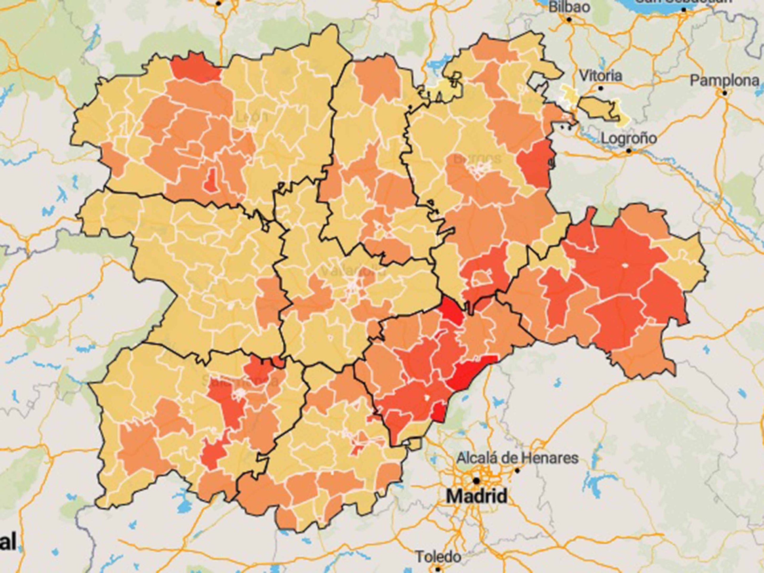 Mapa de la situación del coronavirus en Castilla y León. / JUNTA CASTILLA Y LEÓN