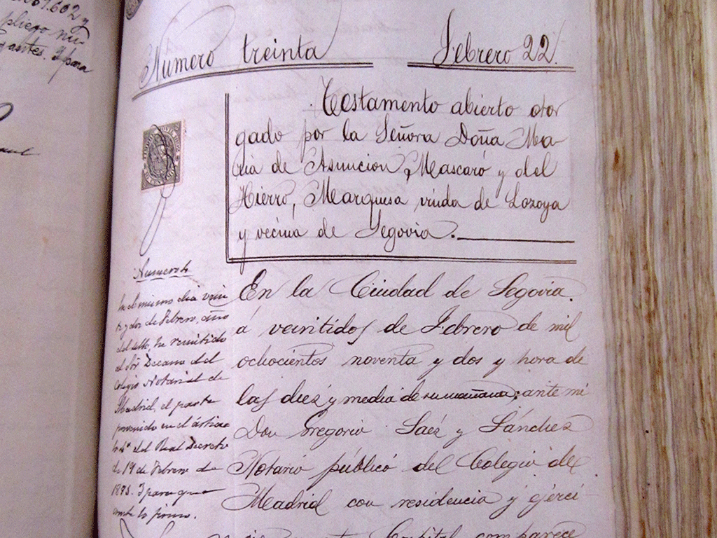El documento testamentario puede verse en el Archivo Histórico Provincial. / E.A