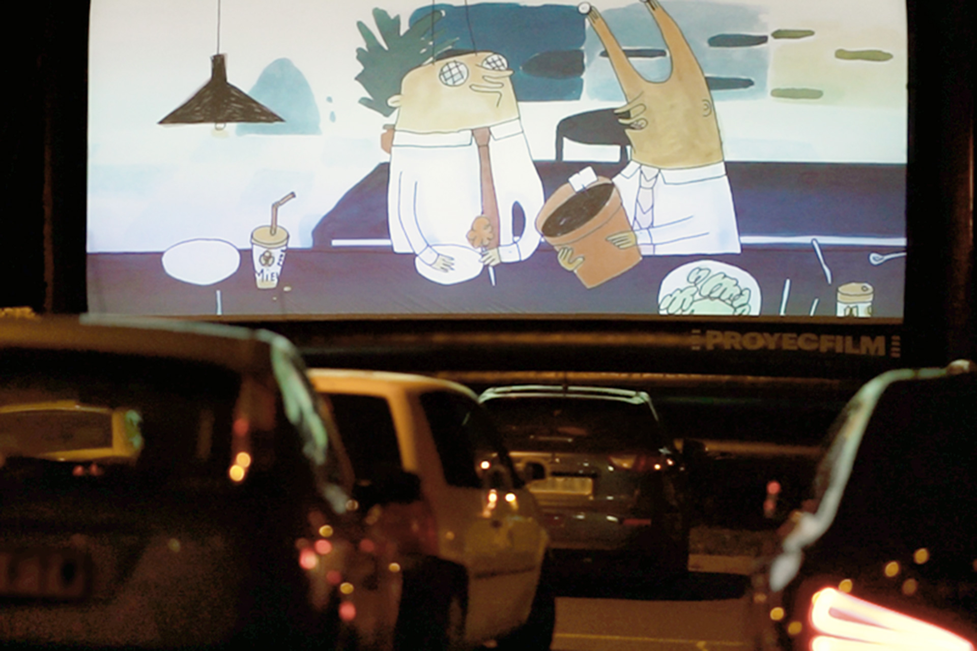 El autocine, en marcha durante el 3D Wire. / E. A.