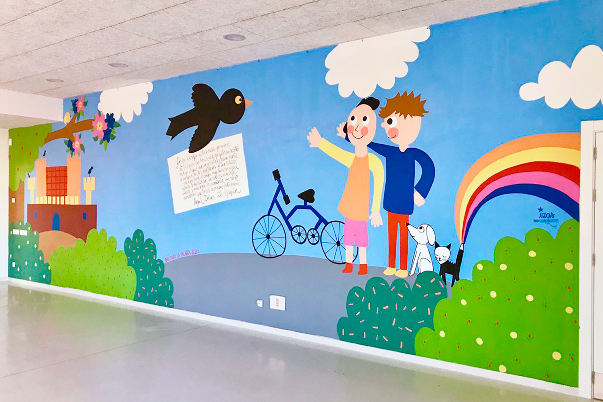 Escolares del CRA Los Llanos han elaborado este mural. /E.A.