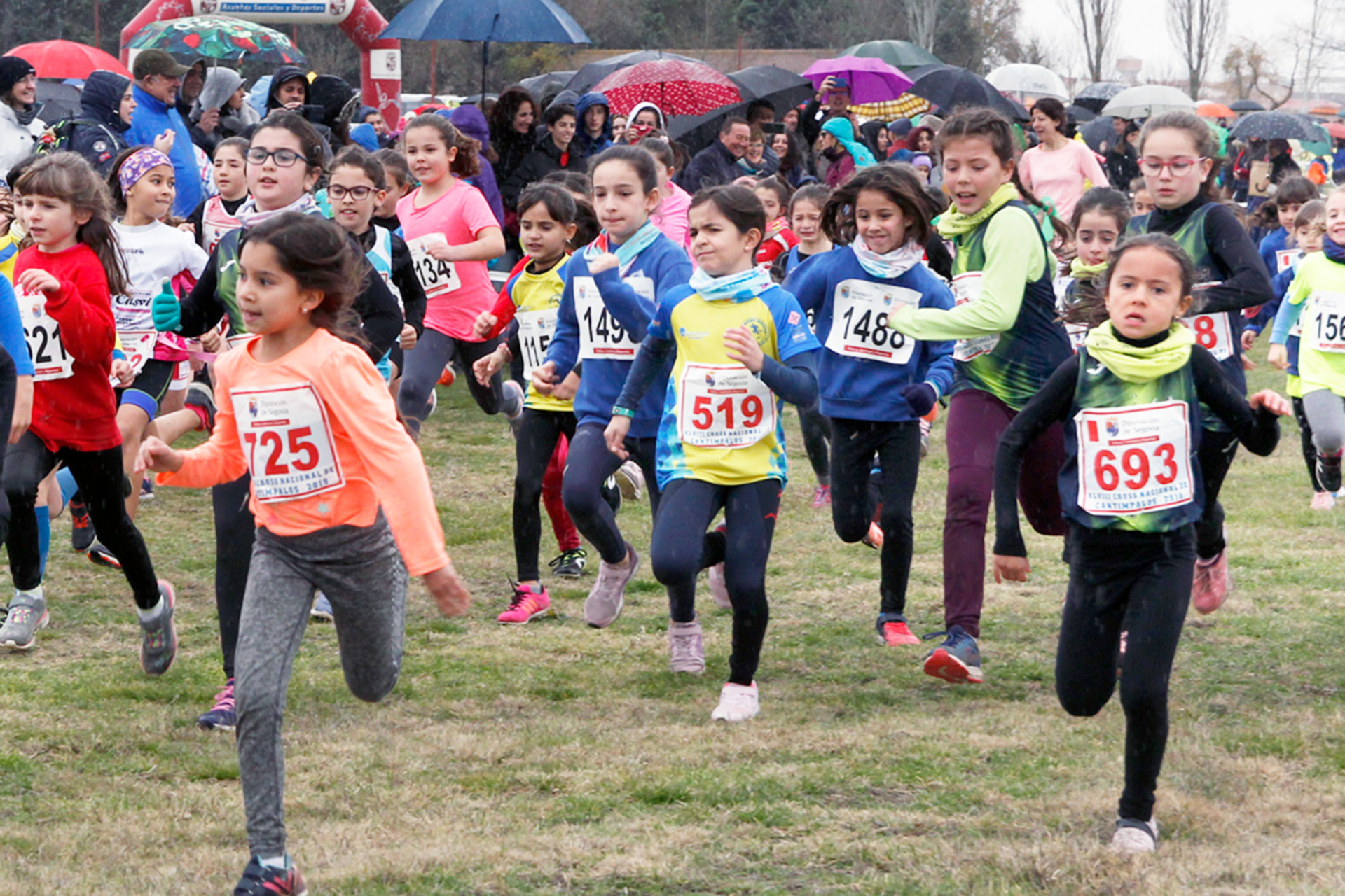 Niños corriendo en la última edición del Cross de Cantimpalos. / NEREA LLORENTE
