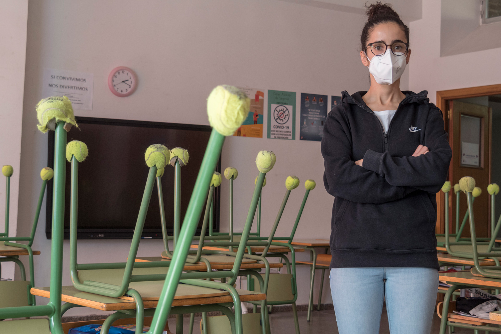 "Vamos a seguir hasta el final" 1 Rocío Marinas, ayer en el colegio Cooperativa Alcázar. / KAMARERO