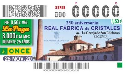 La Real Fábrica de Cristales celebra su 250 aniversario con un cupón de la ONCE 2 Cupon ONCE