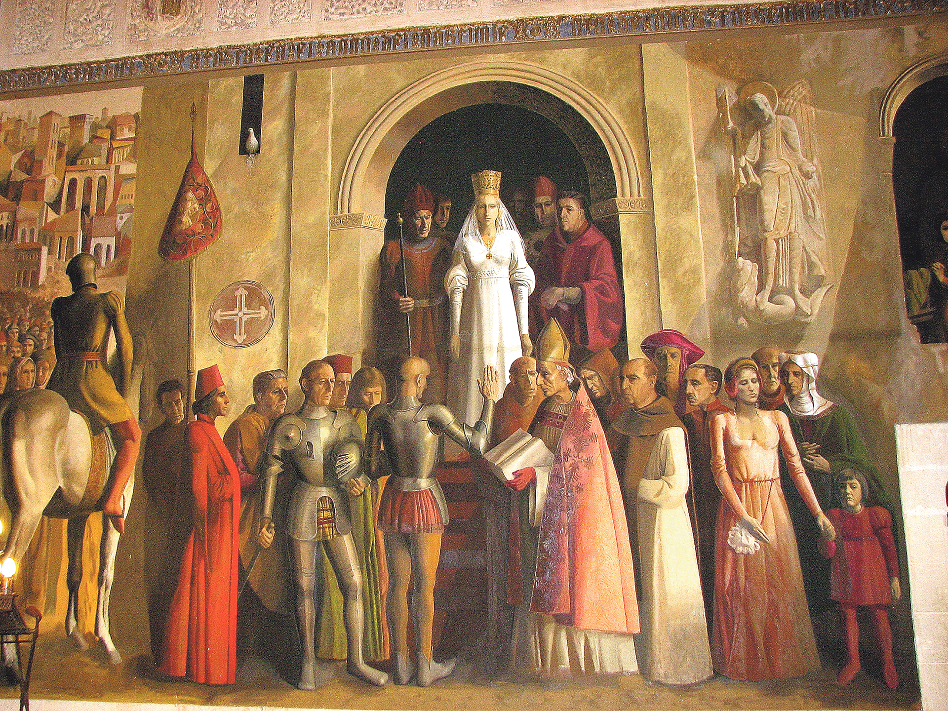 Fresco que representa la coronación de la reina Isabel la Católica, obra de Carlos Muñoz de Pablos, Alcázar de Segovia.