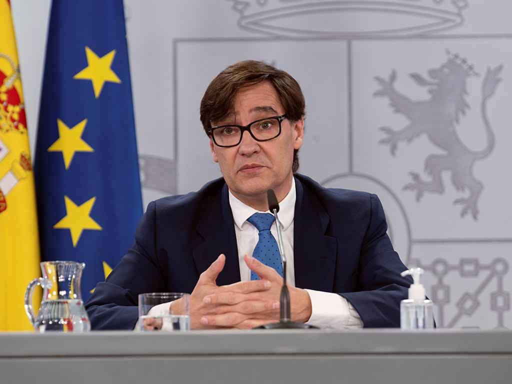 El ministro de Sanidad, Salvador Illa, durante la rueda de prensa que ha ofrecido este viernes. EFE/Moncloa/Borja Puig de la Bellacasa