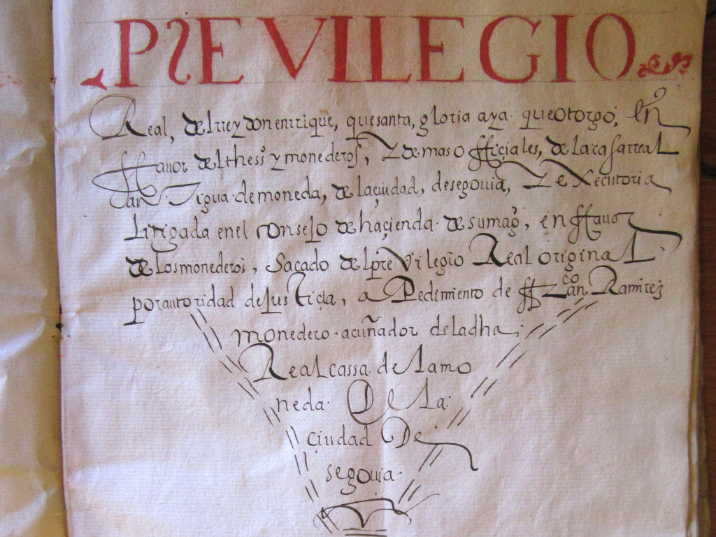 Copia del privilegio de la fundación de la Casa de la Moneda. / EL ADELANTADO