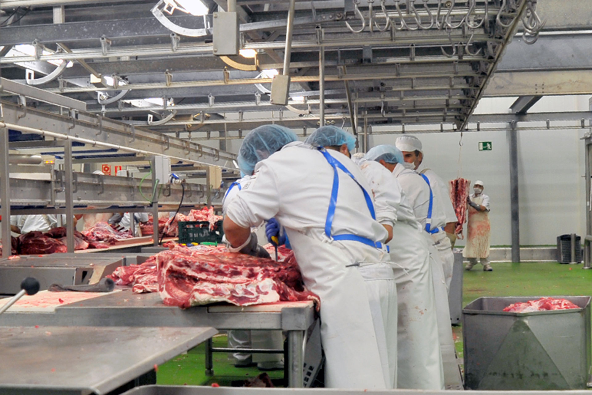 Trabajos de despiece en una industria cárnica de la provincia. / Kamarero